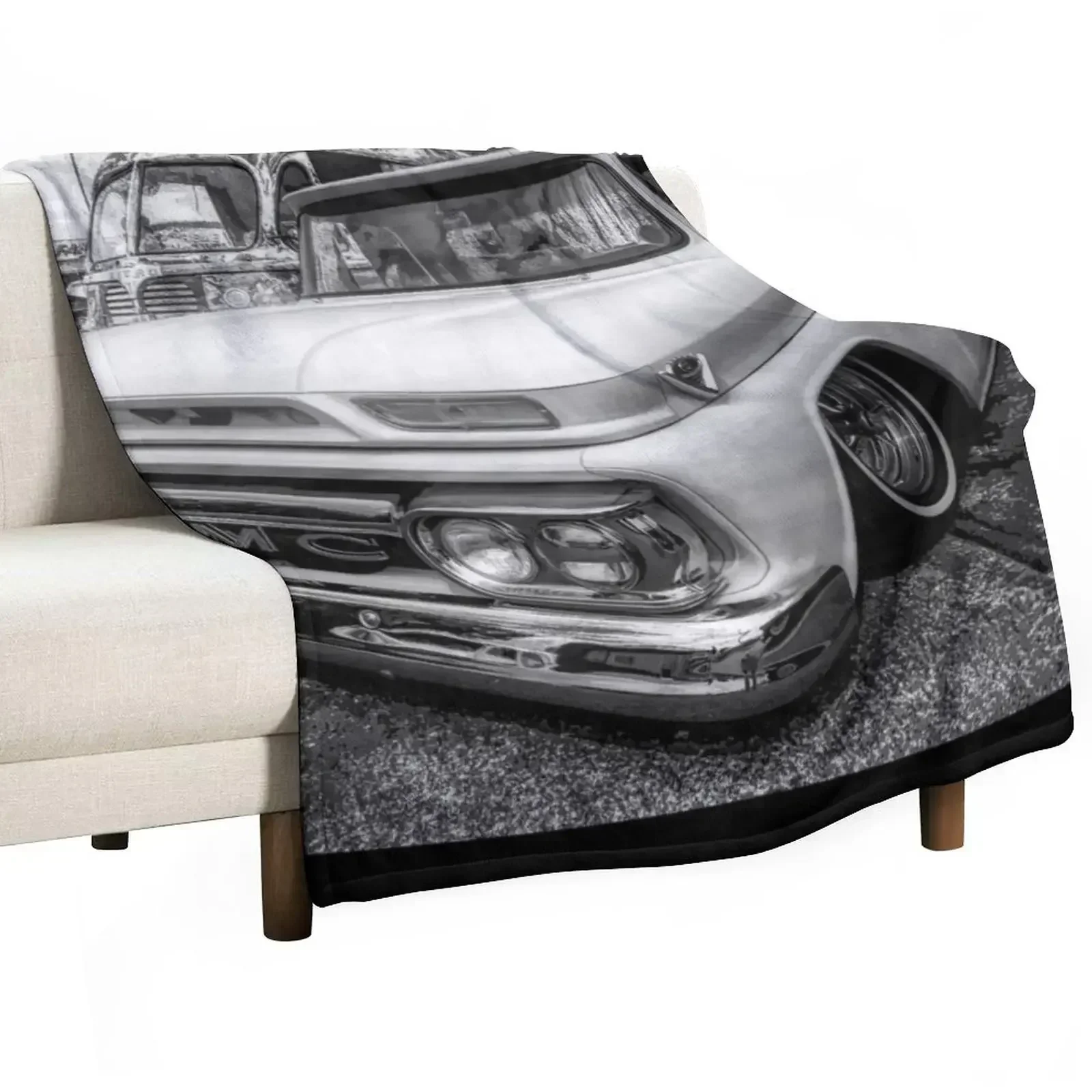 

Lowered 1962 GMC Pickup BW Throw Blanket Large Plaid Blankets For Sofas Sofa Blankets