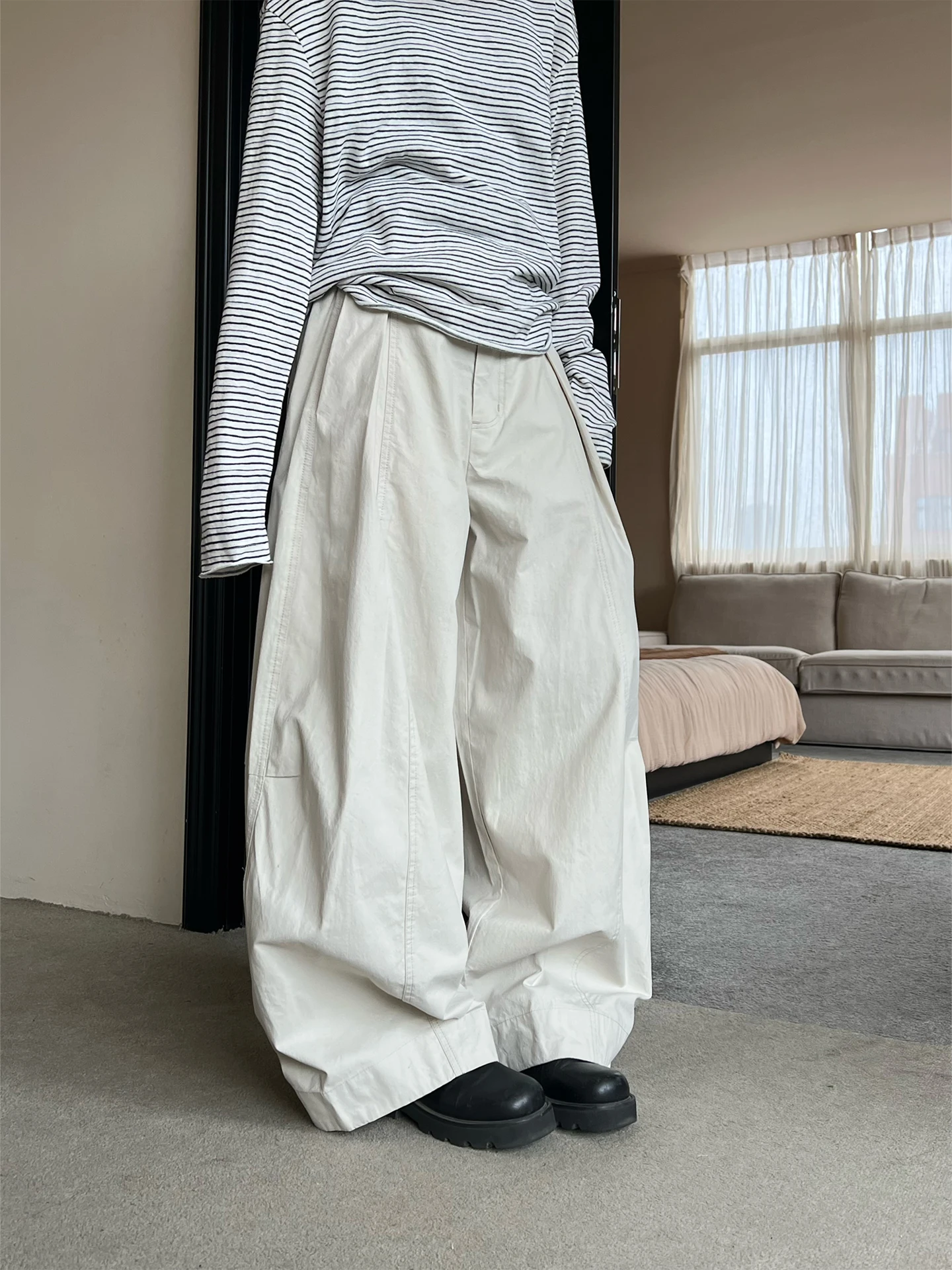 Cleanfit Casual Canvas Work Trousers Wide Leg Neutral Style Versatile Knife  Casual Pants Cotton Natural Waist