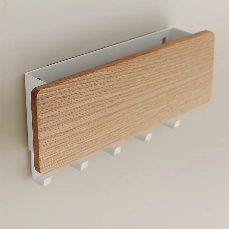 yesHeMu Wooden Key Holder with Shelf & 5 Hooks,Wall Mounted Key Organizer with Tray for Keys,Letters,Scissors,Entryway Decor Rac