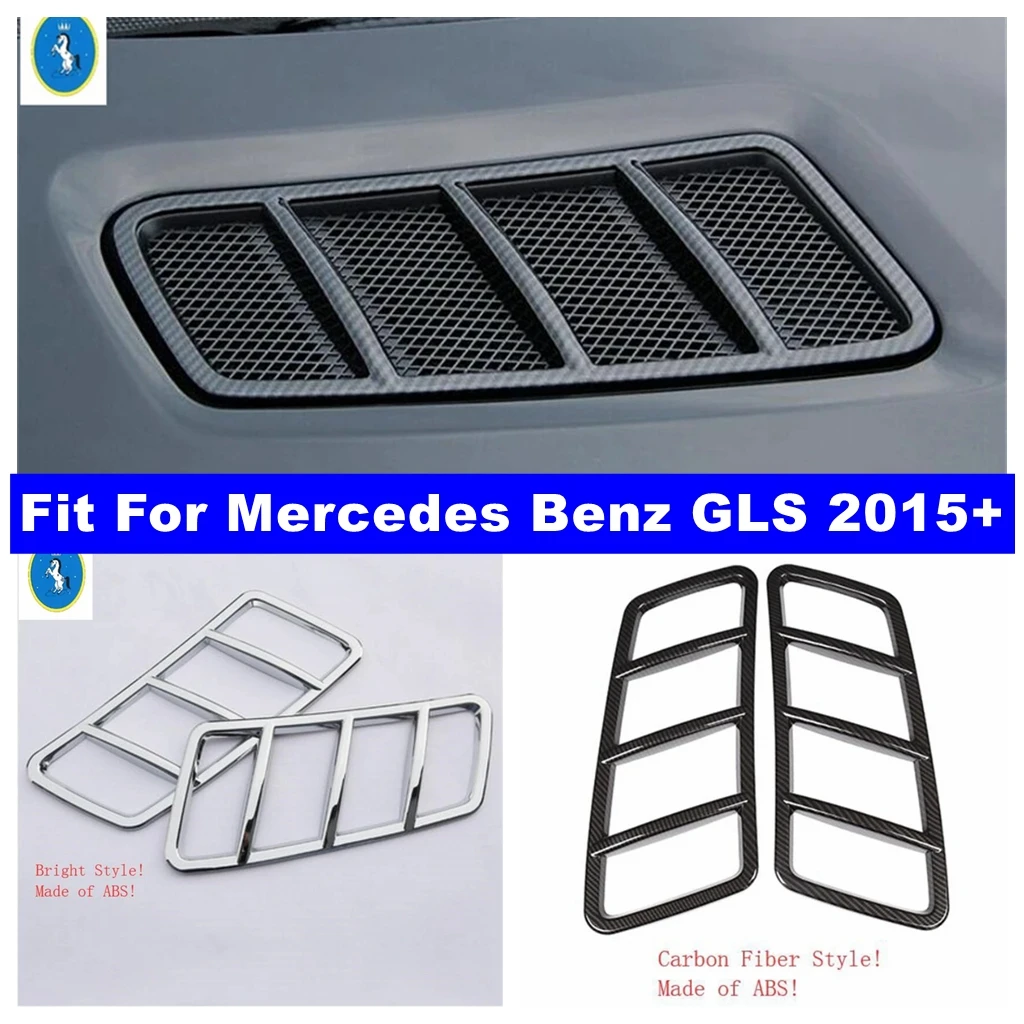 Front Roof Hood Air Conditioning AC Vent Outlet Cover Trim For Mercedes Benz GLS 2015 - 2017 Bright / Carbon Fiber Accessories