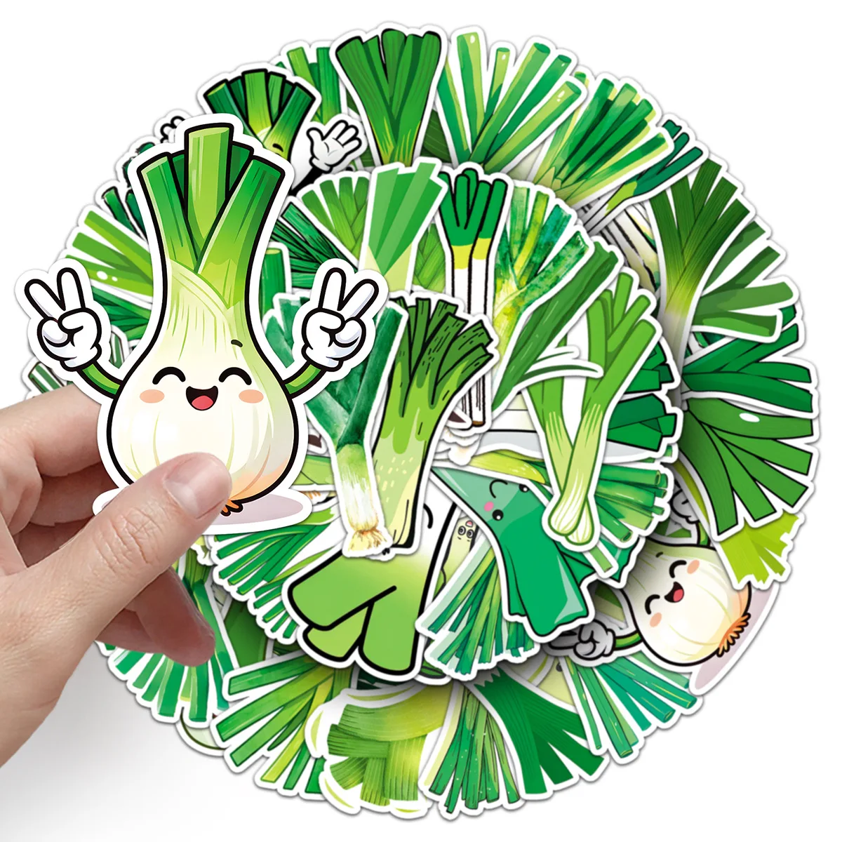 50 Pcs Cute Leek Stickers Vegetable Doodle Decals Waterproof Vinyl For Fridge Desktop Phone Case Kawaii Kitchen Decor