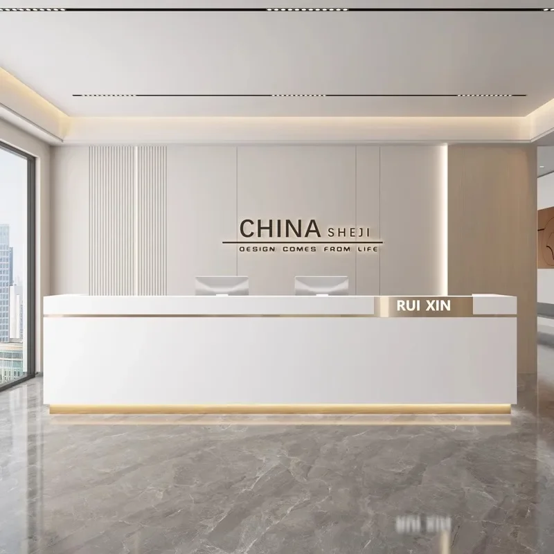 Luxe Receptietafels Hal Bureaus Winkel Receptie Stoelen Register Muur Moderne Destillatie Masa Uniek Meubilair