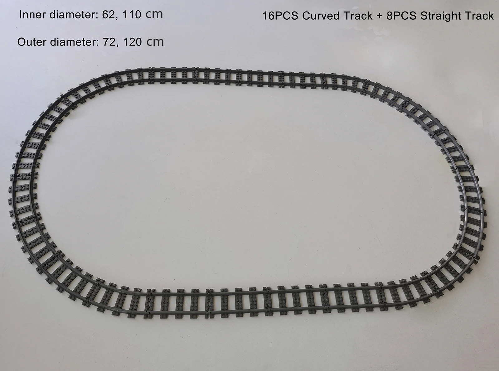 16Pcs City Train Curved Tracks + 8Pcs Straight Tracks RC Train Railway Road Building Toy Railroad for Legoeds MOC Power Function