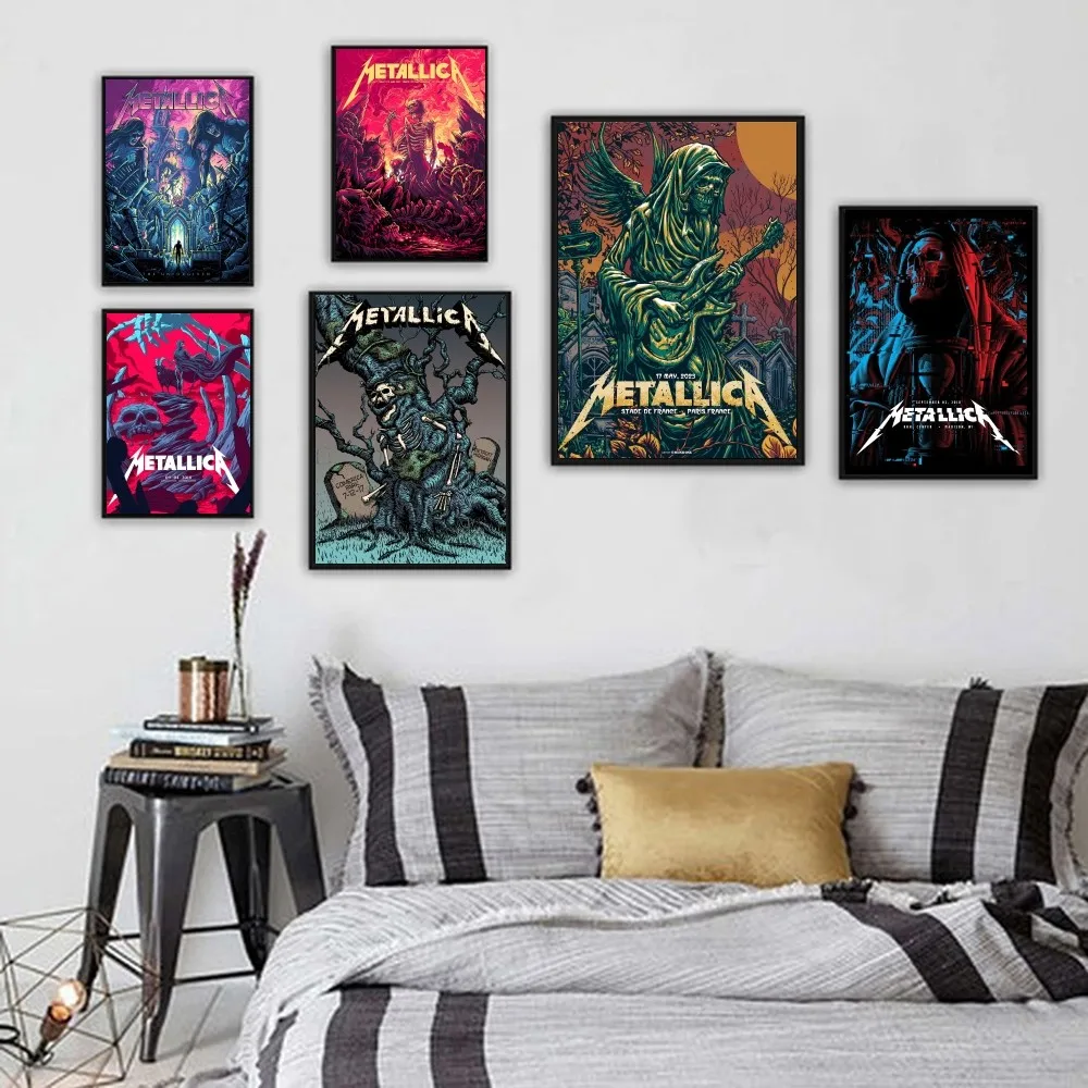 Rock M Metallica Poster 1PC Cartoon Pop Poster Paper Waterproof HD Sticker Bedroom Entrance Home Living Room Wall Decor