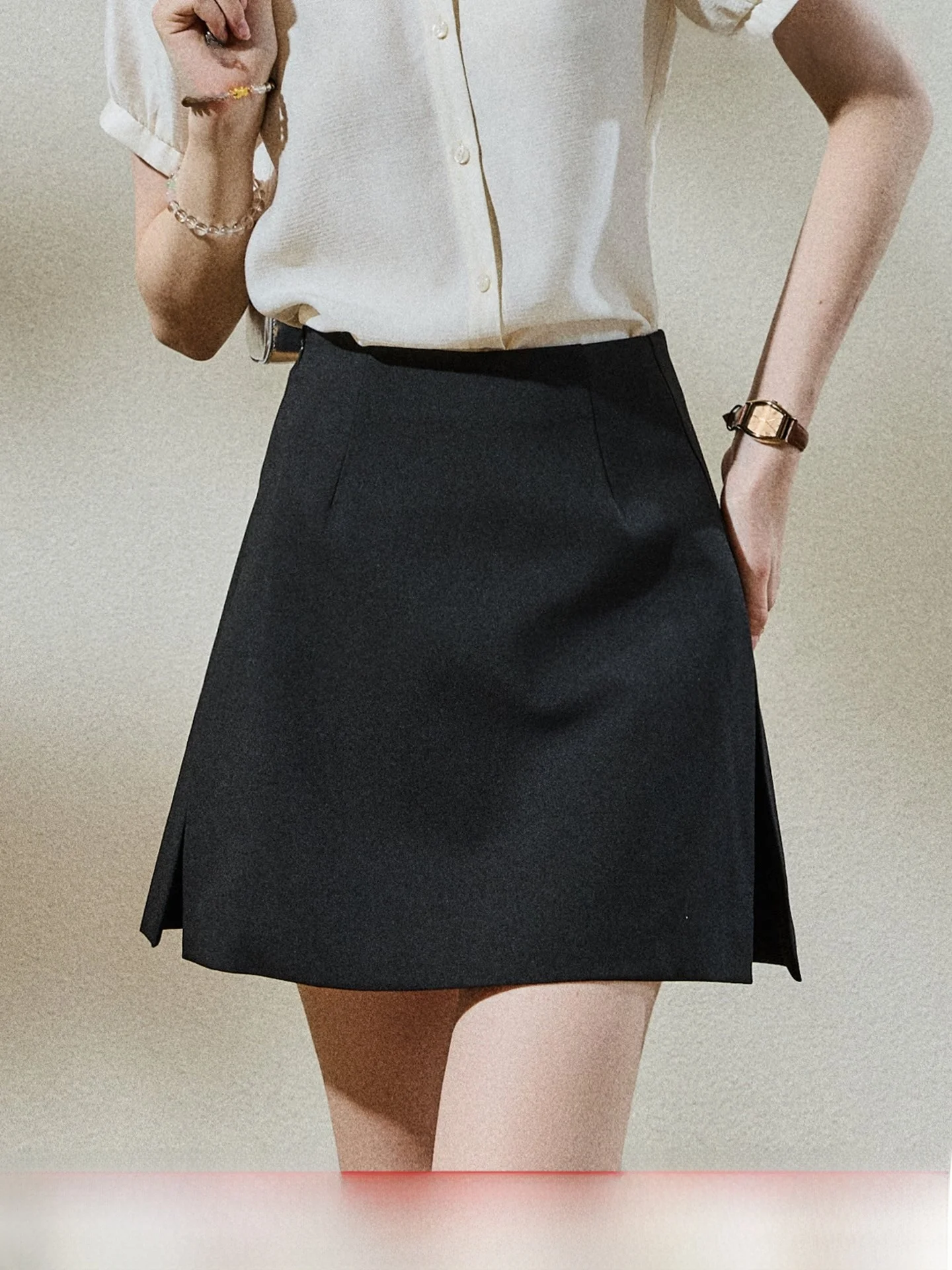 Black High Waist A-Line Skirt Pants Women's Commute Company Slimming Versatile Hip Covering Wide Leg Pants Kuhnmarvin