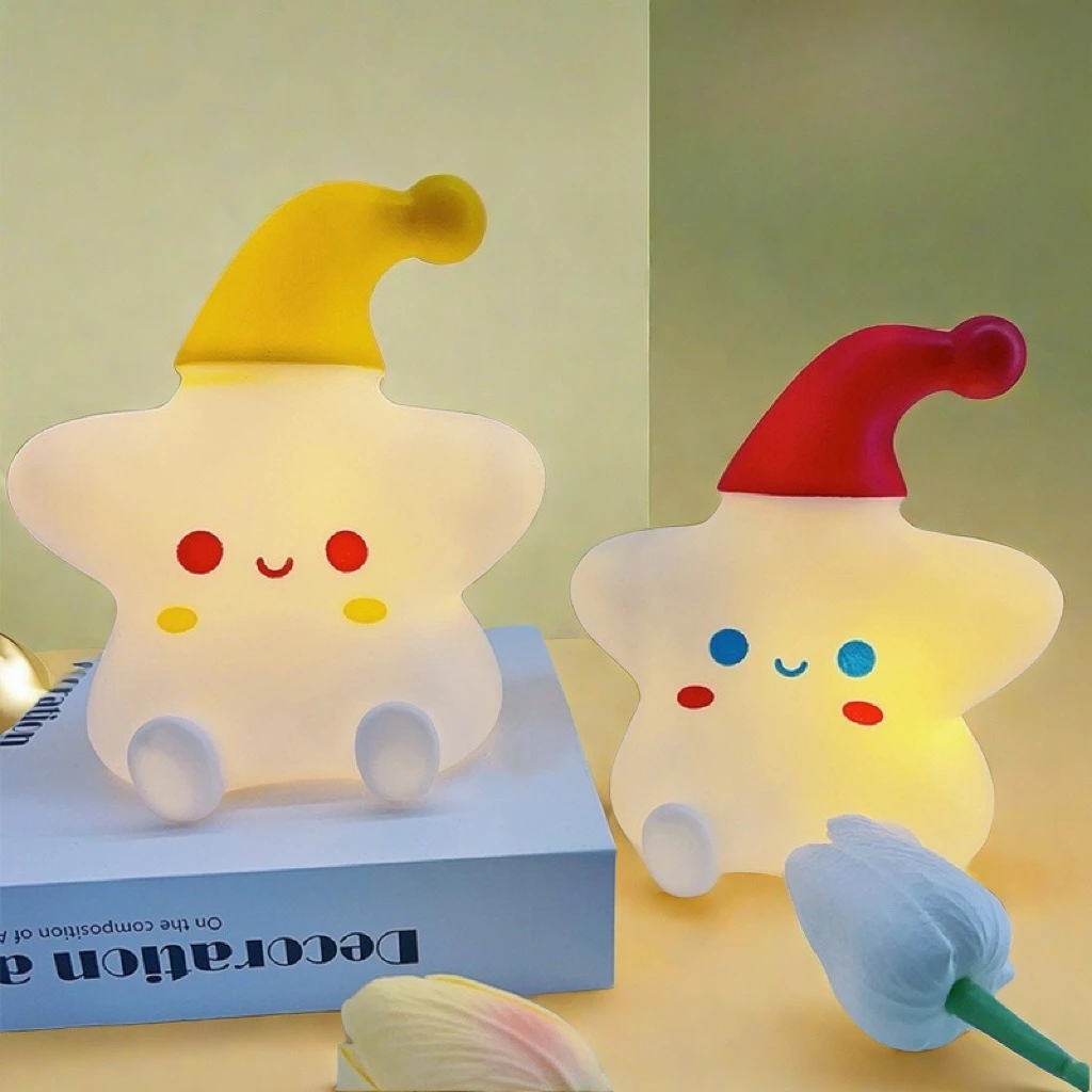 

Night Light Cute Star Lamp Warm Light Patting Lamp Soft Light Warm Atmosphere Desktop Party Decoration Children Creativity Gift