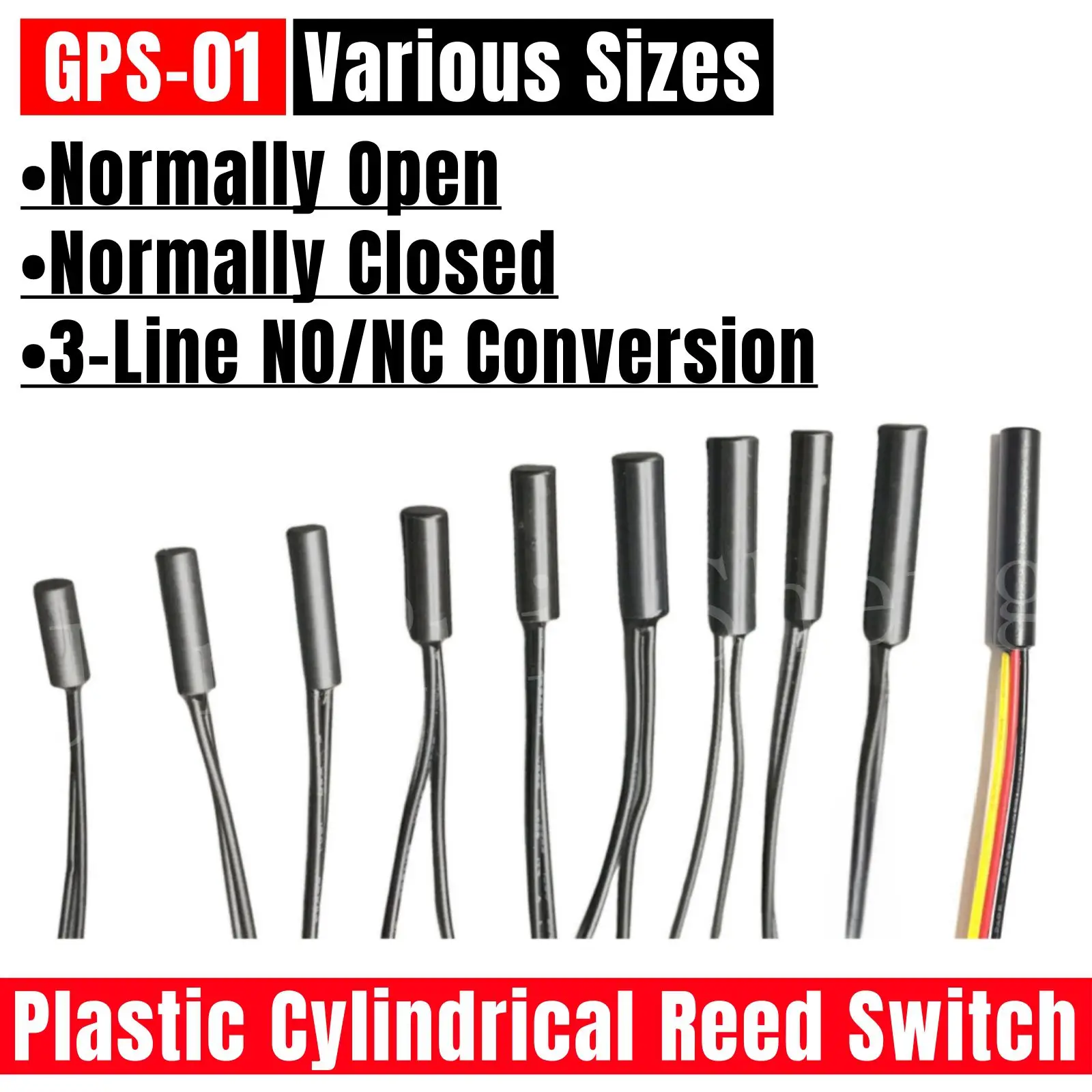 10PCS Cylindrical Reed Switch GPS-01 GPS-01B Length 35CM Normally Open / Closed NO NC Magnetic Contact Proximity Embedded sensor