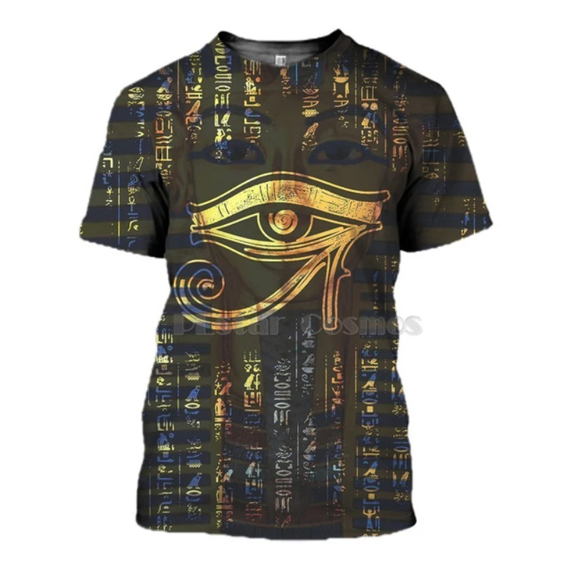 Men\'s Egyptian Totem 3D Printed T Shirt Summer Funny Retro Mystery Ancient Horus Harajuku Short Sleeve Streetwear