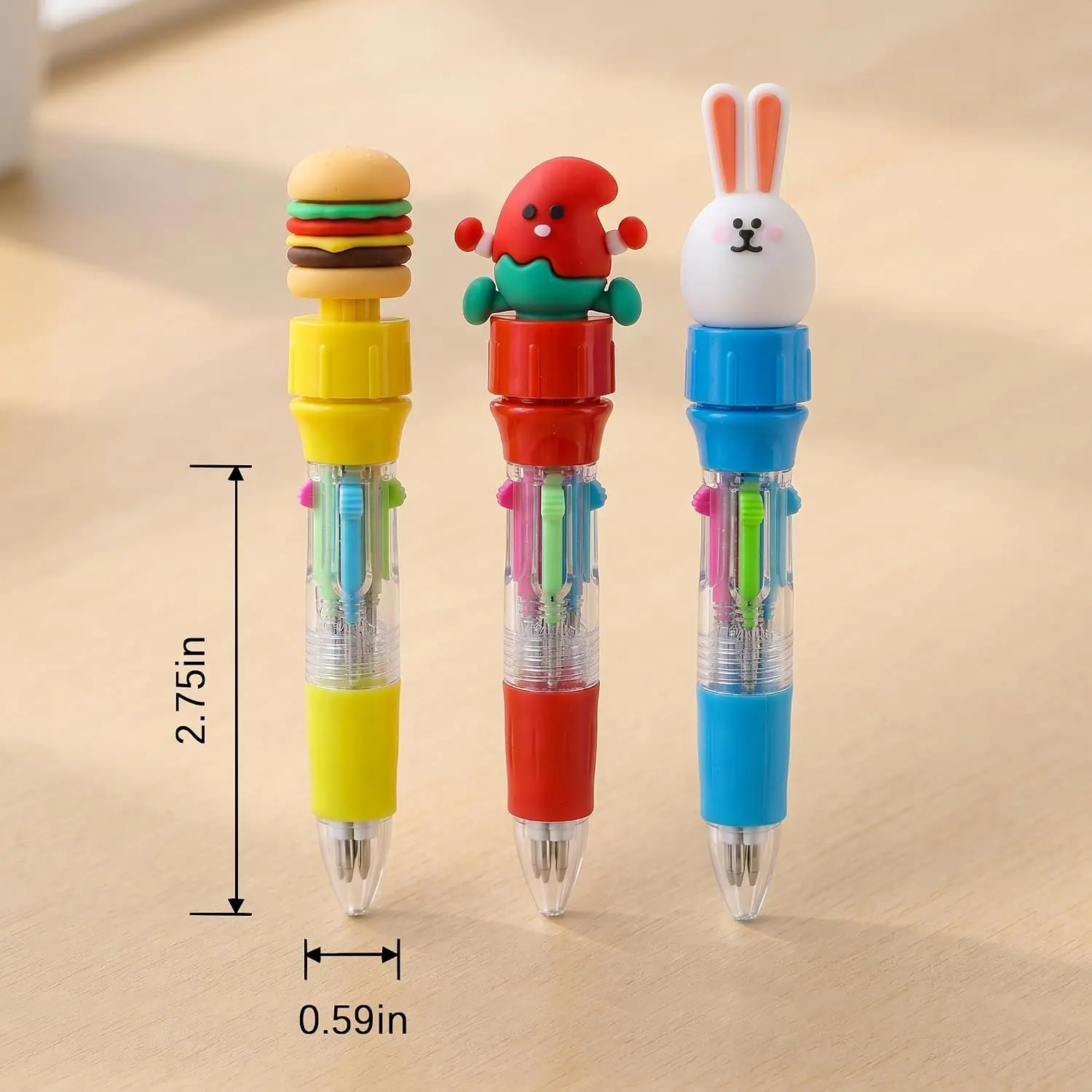 Ddaowanx 12 Pcs Mini Ballpoint Pens for Kids Party Favors,4-in-1 Multicolor Pens with Kawaii Rotate Pen Top–Birthday,End of School Year Gifts,Classroom Prizes,Stocking Stuffers,Teacher Supplies