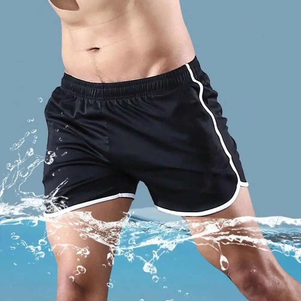 

Unisex Summer Casual Shorts Elastic Drawstring Waistband Beach Shorts Side Striped Wide Leg Quick-drying Fitness Shorts