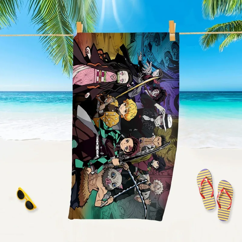 

In Stock Animation Demon Slayer Kamado Nezuko Fitness Running Sweat Practical Beach Towel Swimming Bath Towel Anime Model