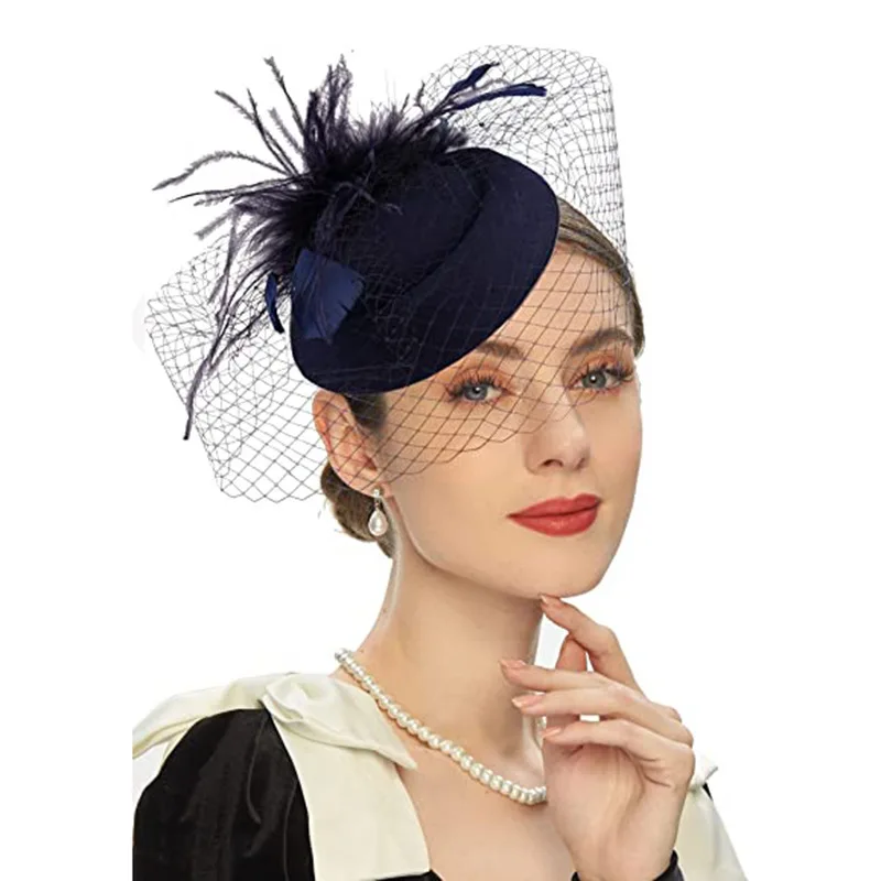 Fascinators for Women Elegant Headwear Cocktail Tea Party Kentucky Derby Hat Charming Mesh Veil Hairbands Church Hats Hair Clips