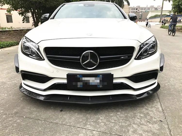 

PM style carbon fiber front bumper lip splitter spoiler for Mercedes Benz C63 amg W205 coupe sedan
