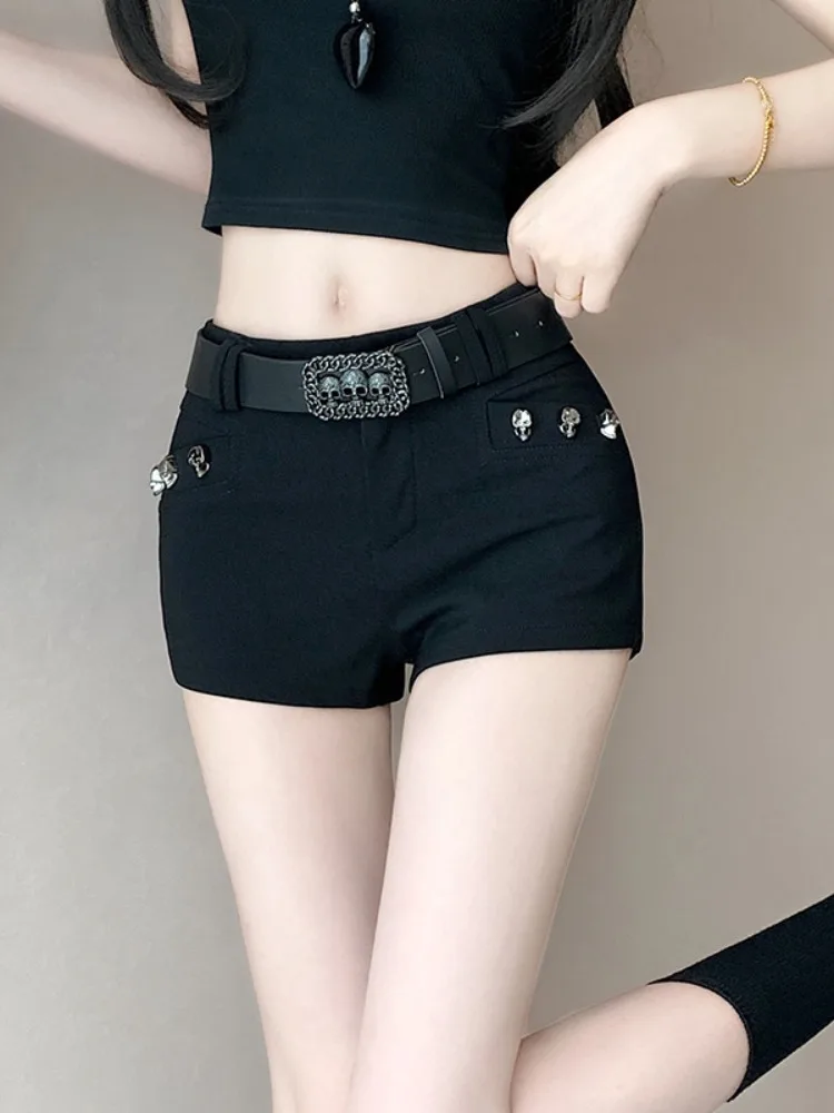 여성 여름 스트레이트 레그 바지 아메리칸 스타일 매운 소녀 엉덩이 포옹 ight 로우 웨이스트 a 라인 벨트 캐주얼 핫 바지