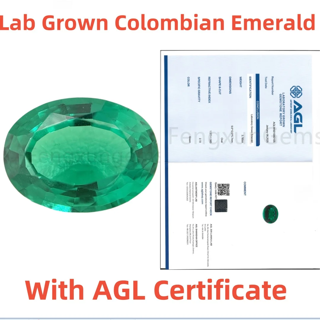 

Lab Grown Columbia Emerald Oval Cut Muzo Green Hand Cut With AGL Certificate For Jewelry Ring Necklace Make