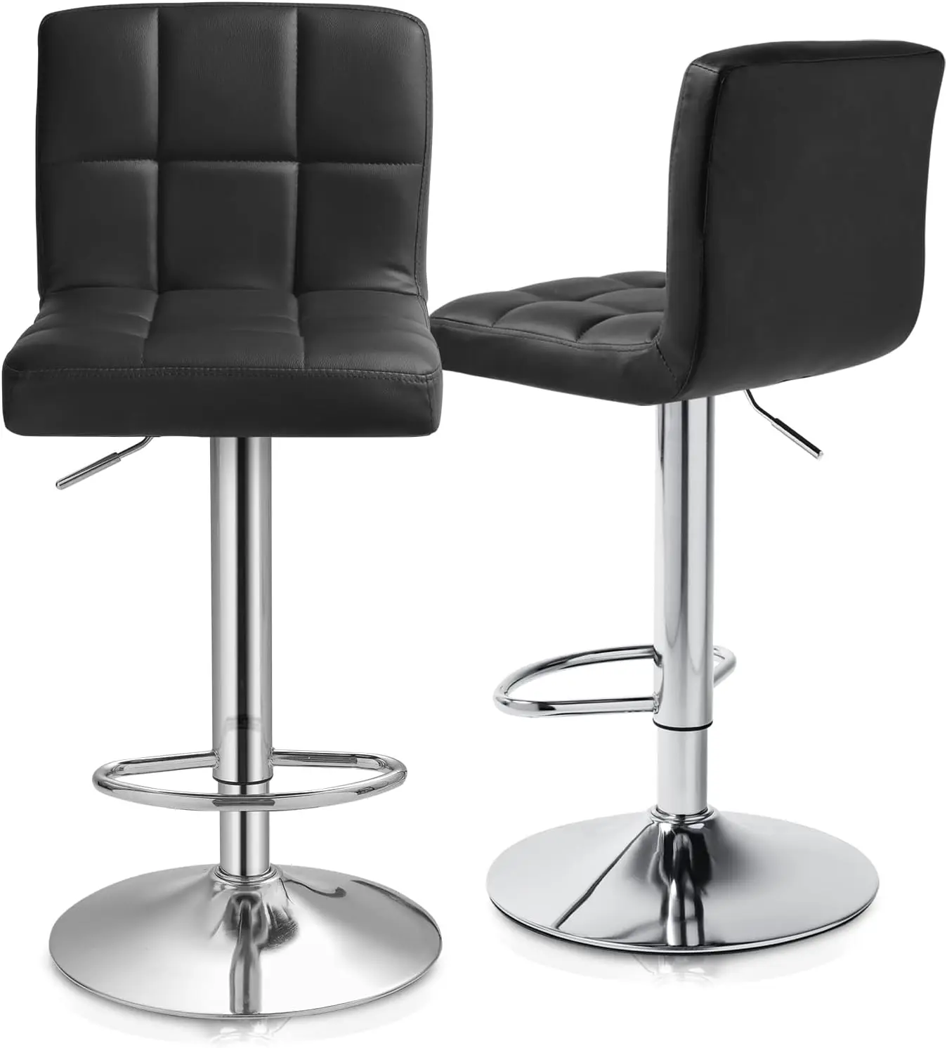 

Bar Stools Set Of 2 Counter Height Barstools Swivel Chairs Modern Pu Leather Bar Stools With Ba For Kitchen Island Adjustable