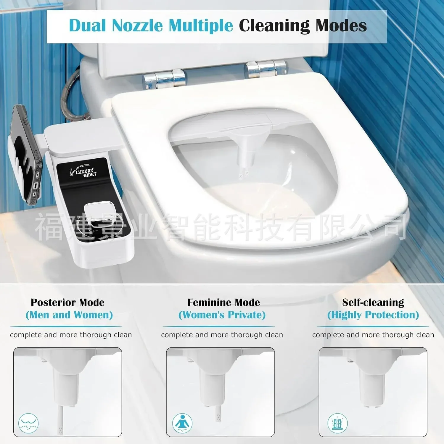 

Superior Non-Electric Bidet-Self Cleaning Dual Nozzle (Frontal and Rear Washing) Water Bidet Toilet Seat Attachment with Shelf H