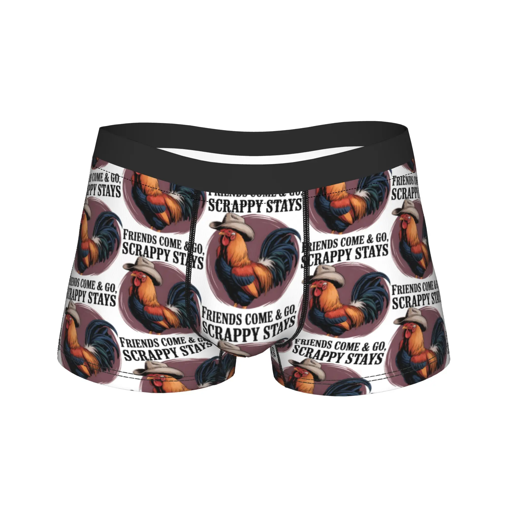 Calzoncillos bóxer con diseño de meme de pollo divertido de Friends Come and Go Scrappy Stays, calzoncillos bóxer clásicos de alta calidad para hombre