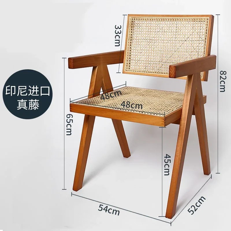 

Retro Rattan Chairs,Solid Wood Dining Chair,Bedroom Makeup Stool,Luxury Armchair, Home Furniture,Living Room Stools