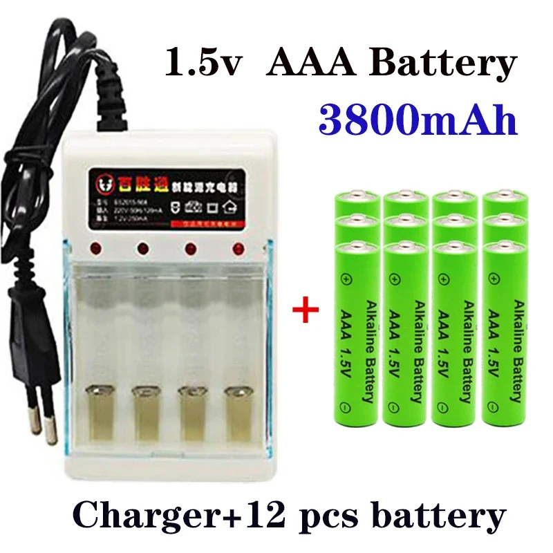 Batterie alcaline oryginalny 100% pour télécommande, jouet, alarme de fumée avec chargeur 1.5V AAA 3800 mAh