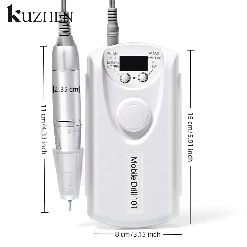 35000 RPM Rechargeable Nail Drill Machine Professional Portable Electric Manicure File For Nails Gel Polish Remove Grinding