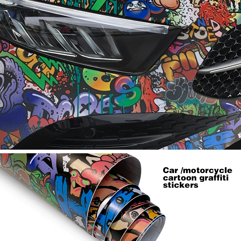 สติกเกอร์รถ Graffiti สไตล์ไวนิลห่อฟิล์ม Auto Wrap สติกเกอร์ฟอยล์ไวนิลกันน้ําป้องกันฟิล์มรถอุปกรณ์เสริม
