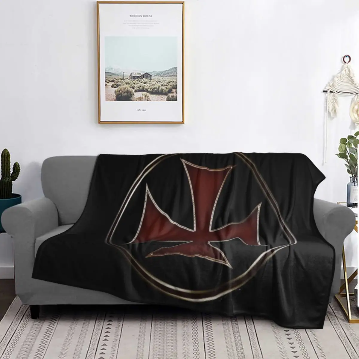 

Knights Templar Flag With Coat Of Arms Medieval Warrior Cross Blanket Soft Warm Flannel Throw Blanket for Bed Living room Sofa