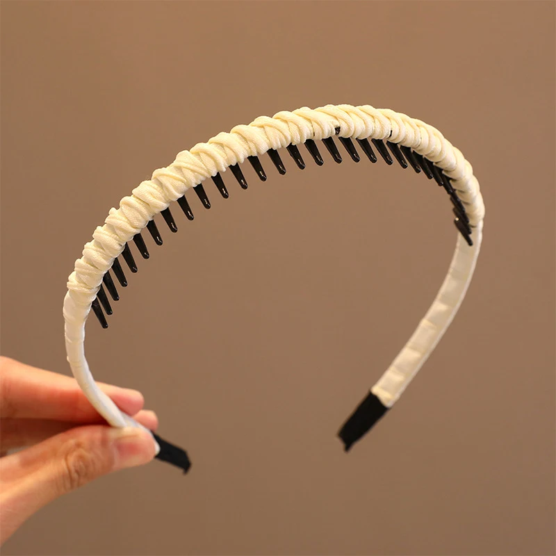 Fashionable Korean Girls Hair Accessories Simple Headwear Crystal Soft Headband Comb Hairband Women\'s Hemming