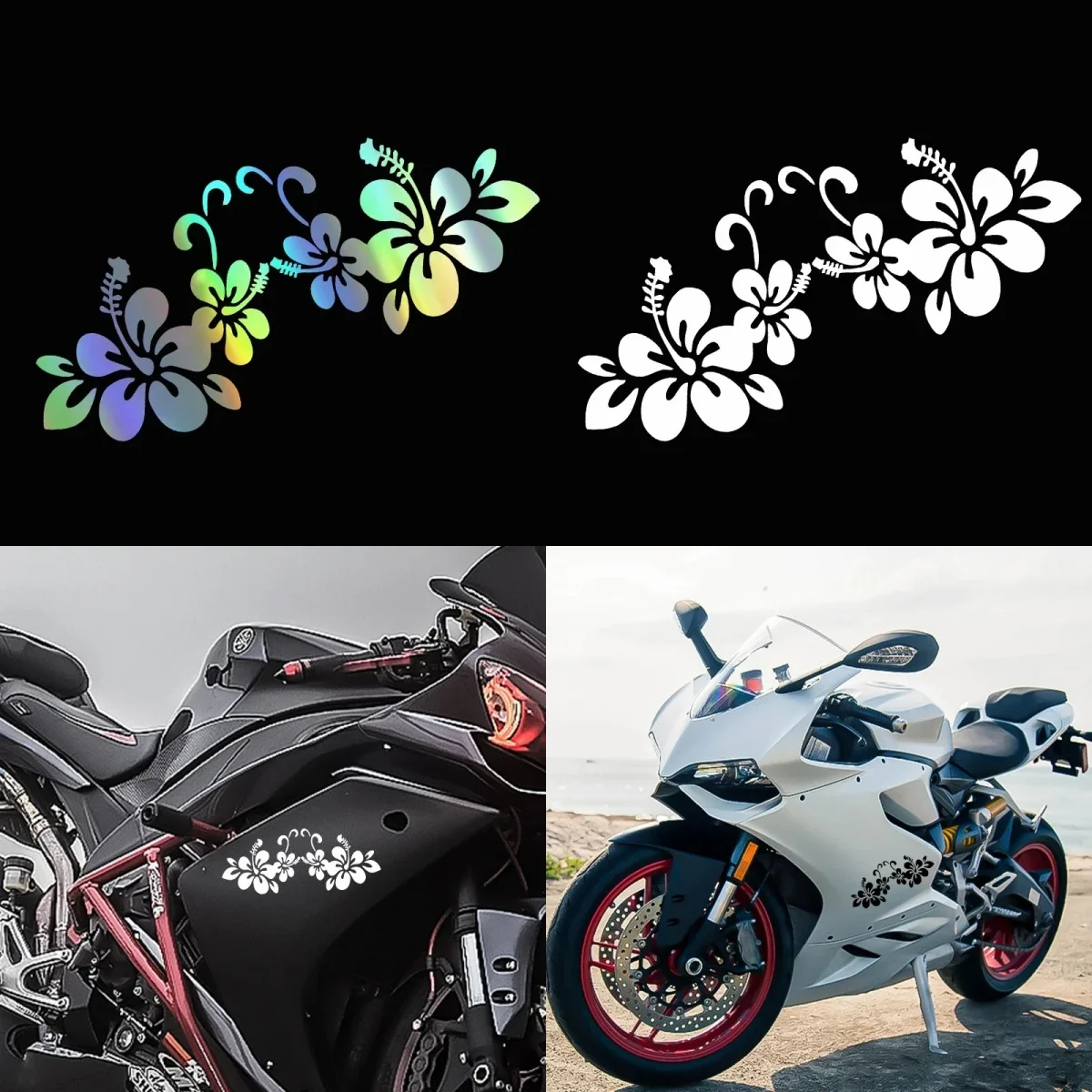 

Car Sticker Flower Stickers Car Door Window Reflective Laser Motorcycle Car Styling 3D Stickers