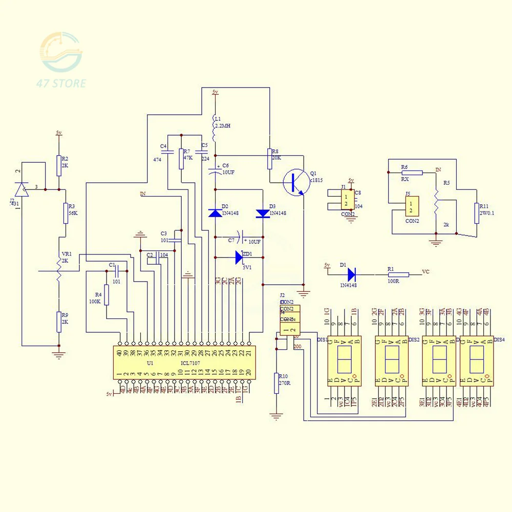 ICL7107 Digital Ammeter Voltmeter Kit DIY Voltmeter Kits Module DC 5V 3Grades E-learning Training Production Welding Parts Kit