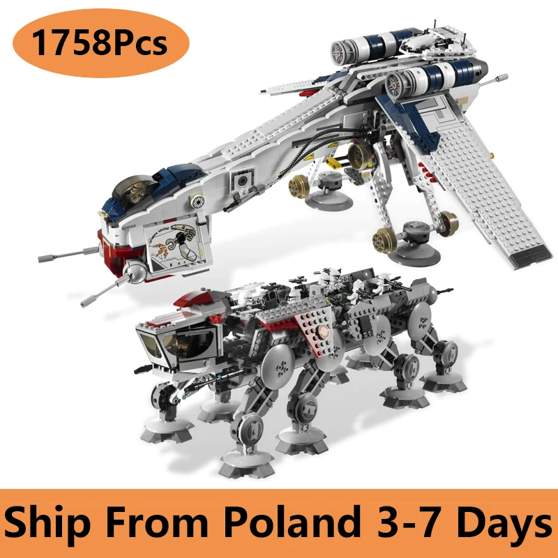 1758Pcs Building Blocks Set Constructor Kids Toys For Children Gift Bricks Kits Star Plan Republic Dropship with AT OT Walker