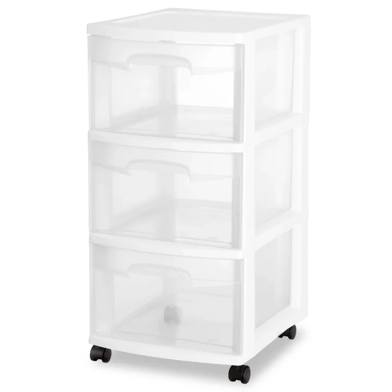 Sterilite 3 Drawer Cart, White