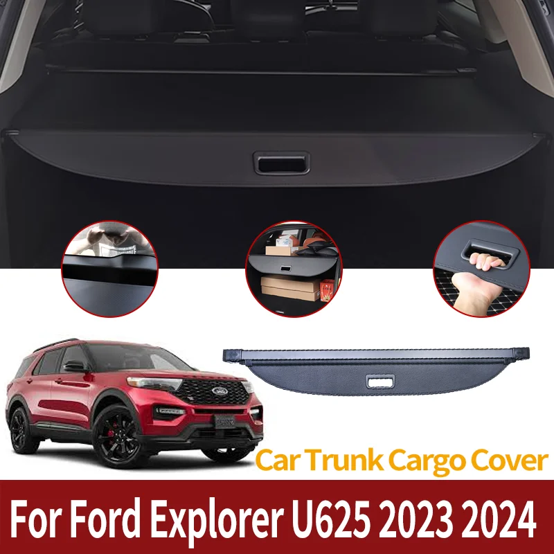 Car Accessorie For Ford Explorer U625 2023 2024 Rear Trunk Curtain Covers Retractable Luggage Rack Partition Shade Auto Parts