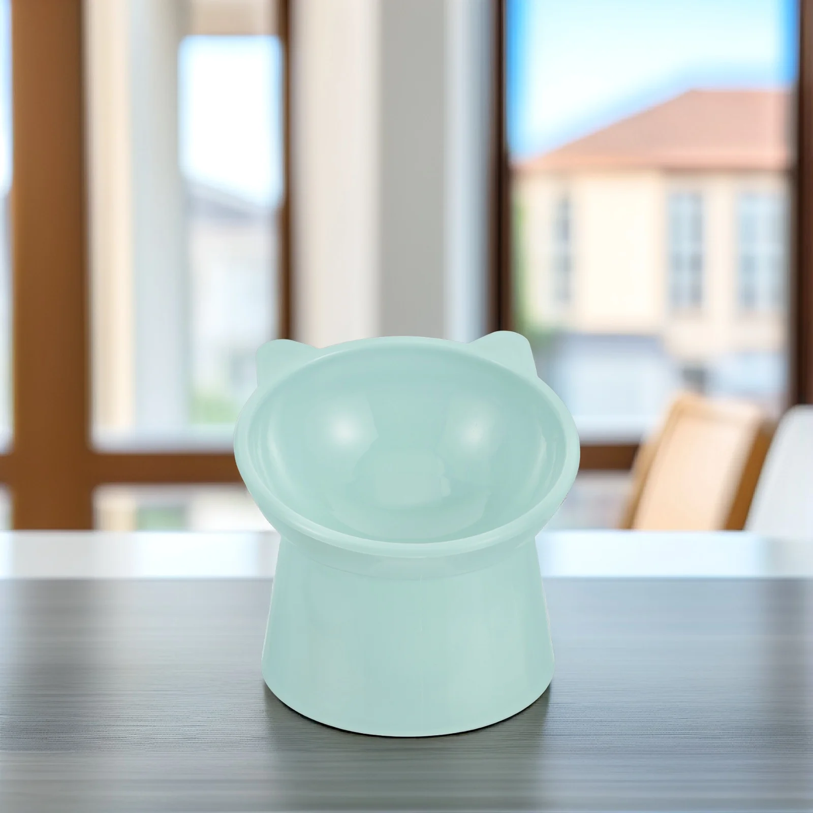 Pet Slant Food Bowl Neck Care Elevated Base Easy Clean Smooth Surface Polishing Design Durable Practical Long Term Use Light