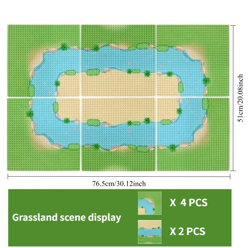 Mitty Kleinteilige Bausteine mit Inselgrünland Fluss Militärszene Muster Spielzeugzubehör für pädagogische Geschenke für Kinder 6
