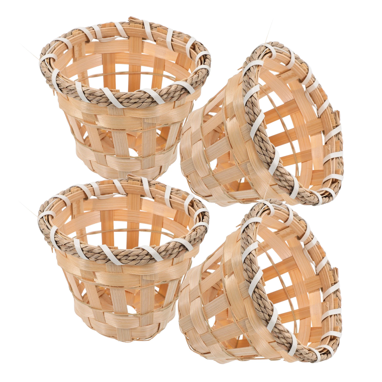 

4pcs Bamboo Lampshade Mini Hand Woven Khaki Table Covers Shades Decor String Light Woven Cover Exquisite Craftsmanship