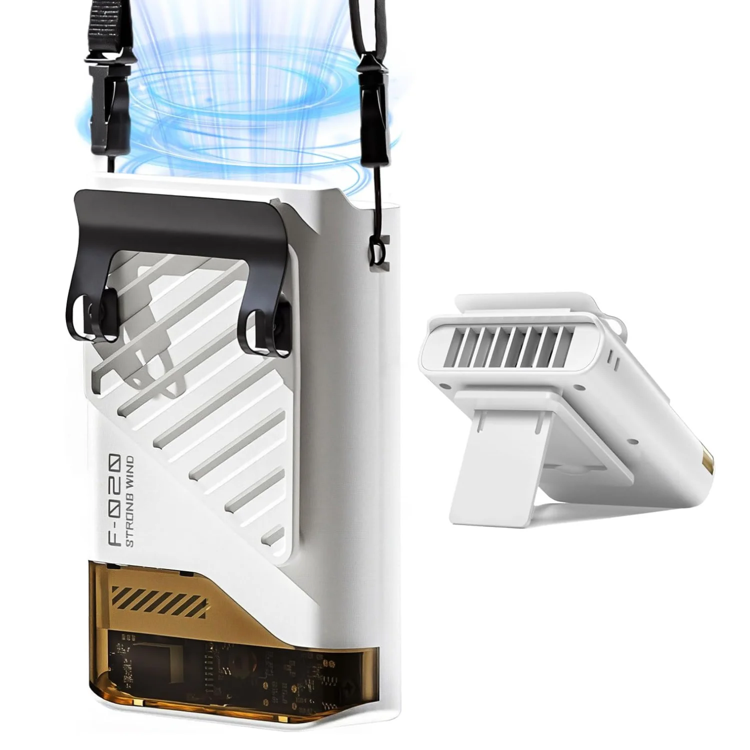 Portable Waist Fan, 4000mAh Rechargeable USB Fan with LED Display, 5 Speed 10000RPM Neck Fan for Outdoor, Camping, Farm, Jobsite