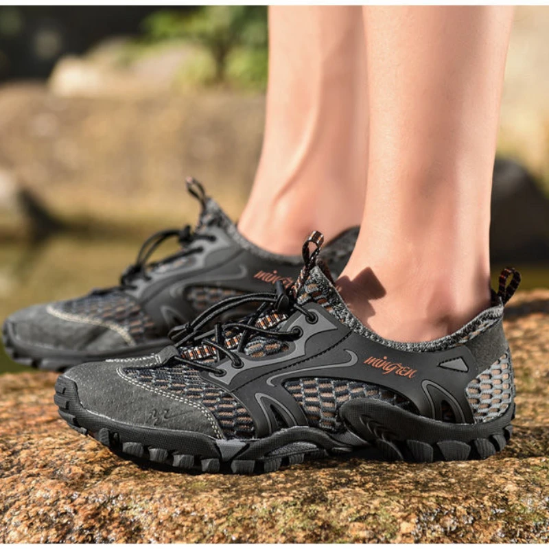 

Original Men's Mesh Leather Sandals Non-slip Durable Sandals Quick Dry Breathable Wading Climbing Sandal Shoes for Men Sandalias