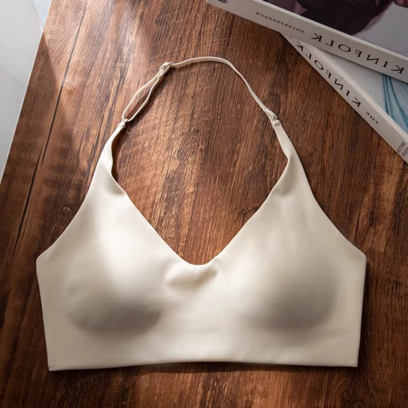 Sujetador sin costuras de una pieza con espalda descubierta para mujer, sin aros, efecto push-up, sexy, lencería con tres formas de uso.
