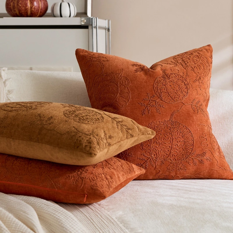 30X50/45X45CM Autumn Maple Leaf Throw Pillow Cover Retro Festival Stamping Waist Cushion Cover Decor Home Decorative Pillowcase