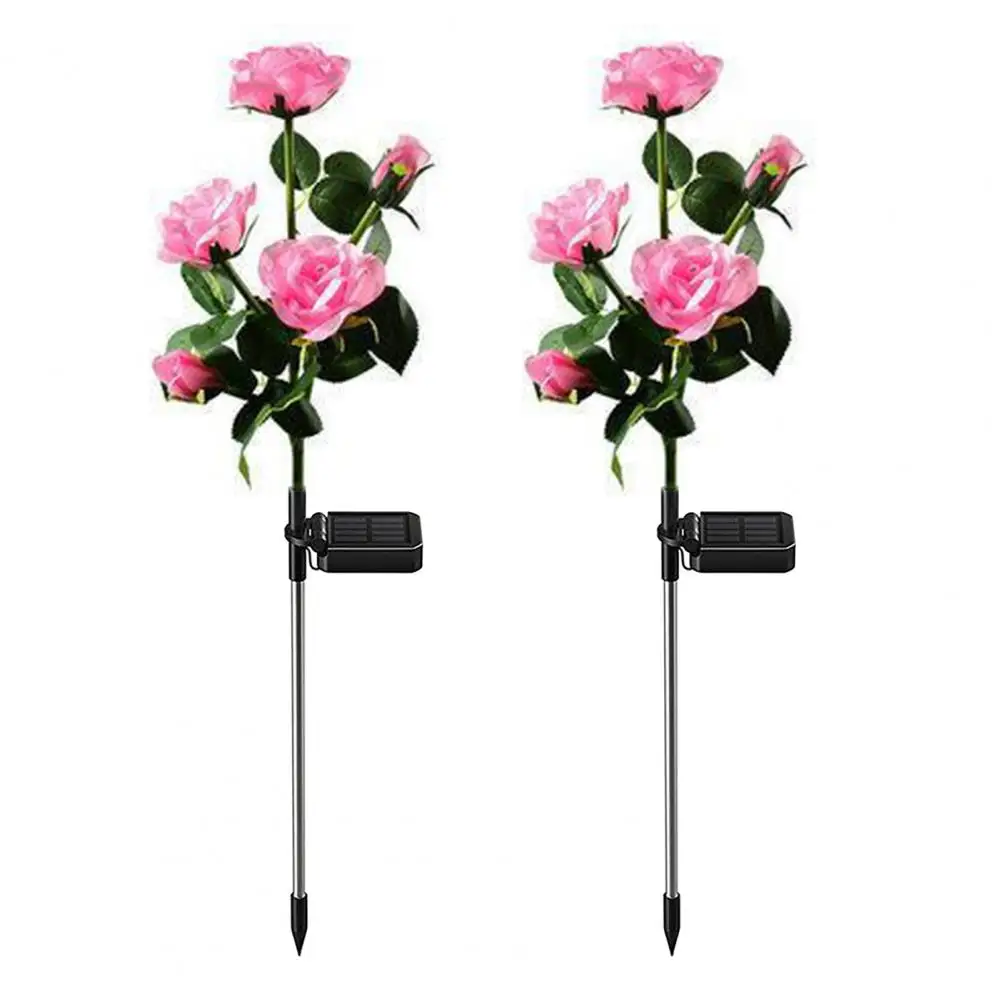 Solar Outdoor Light Durable Solar Courtyard Light Color Changing Solar Rose Flower Garden Lamp Weather Resistant Decorative