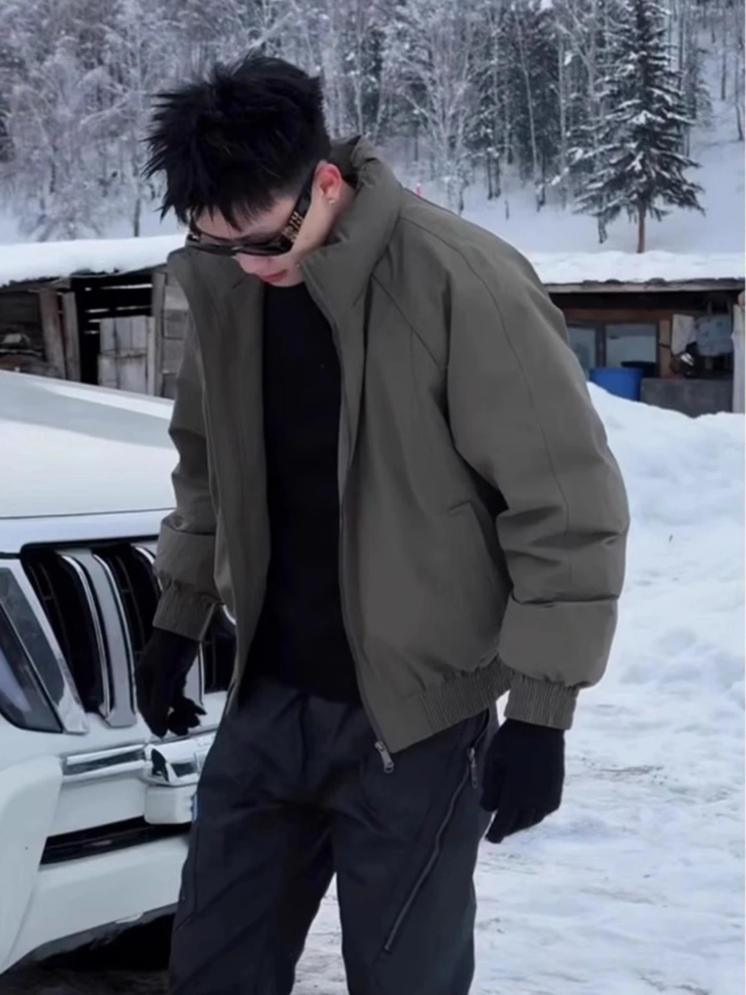 

Thiened ort Bomber Jaet Men's Winter Flight Coat Northeast below 40 Deees Warmth Cotton Clothes Stand Fit Long Sve