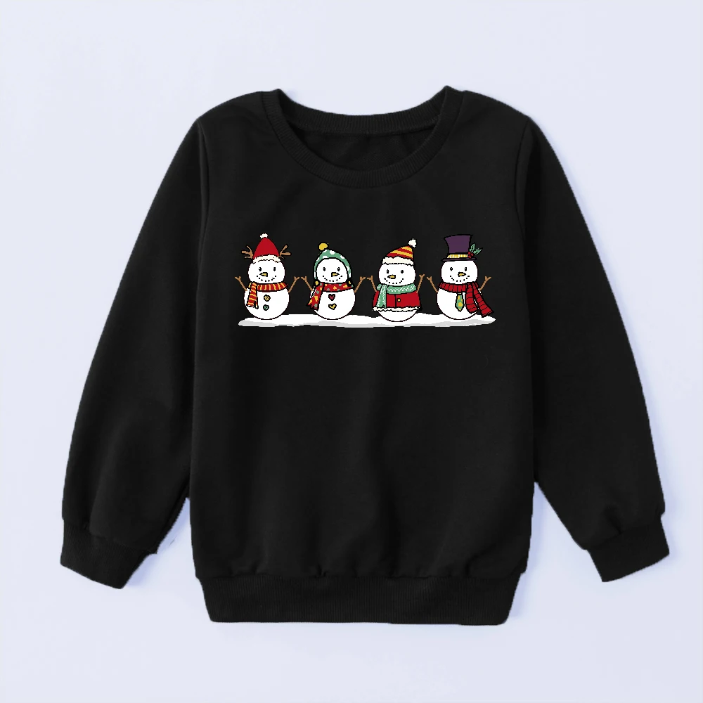 NASHAKAITE Christmas Sweatshirt Family Matching Clothes Santa Snowman Printed Mom and Daughter Matching Clothes Family Look