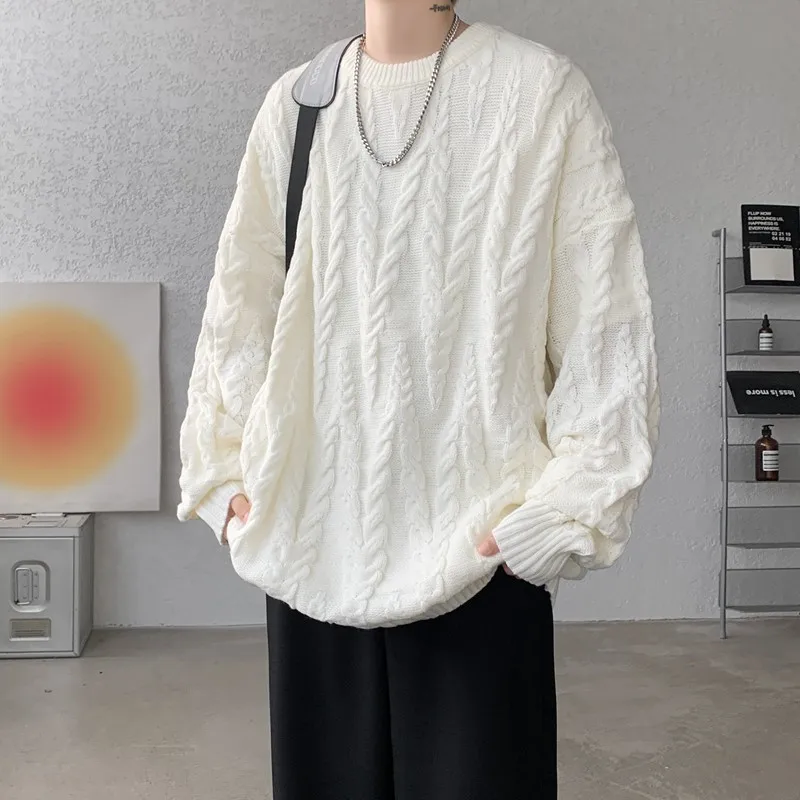 8XL-M Sweaters Round Neck Classic Twist Patterned Pullover Knitted Sweater for Men Autumn Winter Knitted Men\'s Casual Sweater