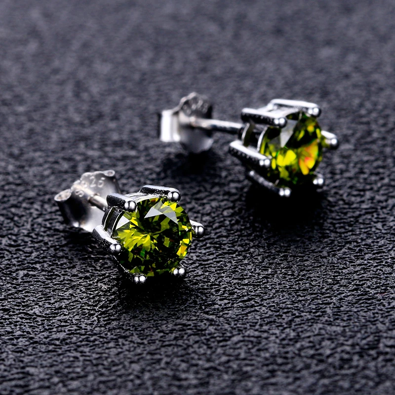 Elegant Colorful Zircon Stud Earrings for Women Sparkling 6*6mm Round Cubic Zirconia Earring Valentine\'s Day Jewelry Gift FCGJHW
