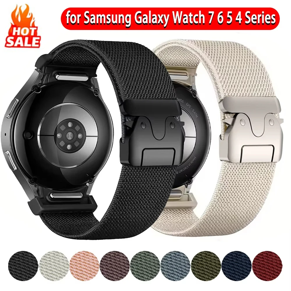 No Gaps Band for Samsung Galaxy Watch 7 FE 6 4 Classic 5 Pro 44mm 40mm 47 Stretch Nylon Parachute Bracelet Samsung Watch 7 Strap