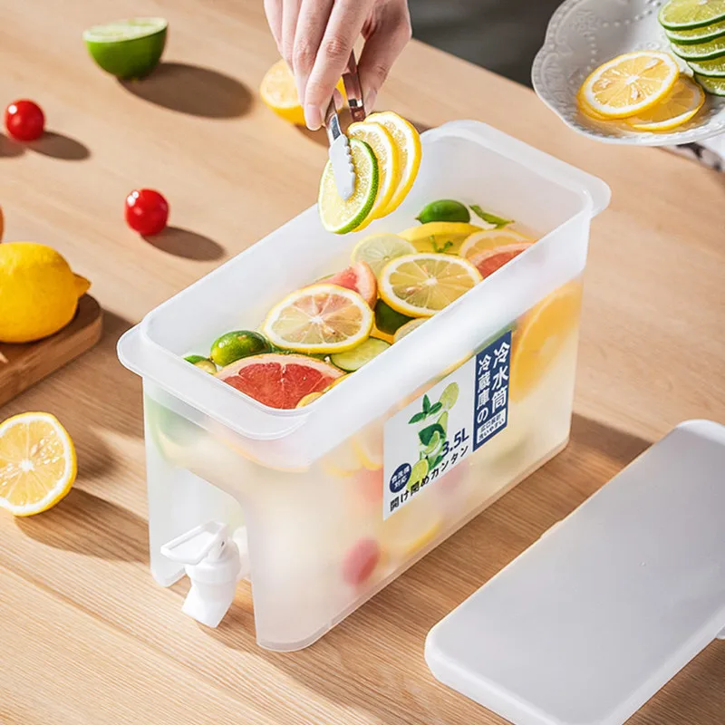 Cold Water Kettle 3.5/5L with Tap Water Jug Lemonade Container Drink Dispenser for Refrigerator Beverage Dispenser Water Bucket