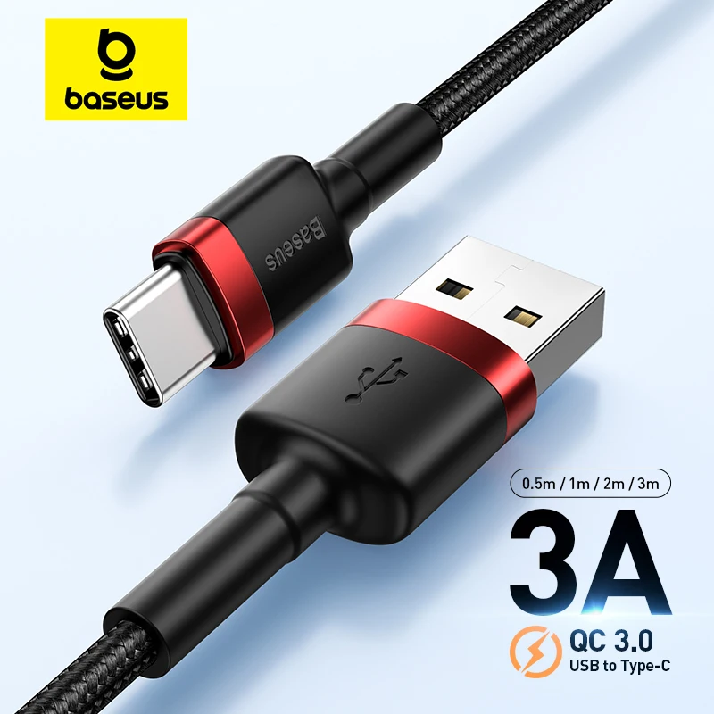 Baseus USB Type C Cable for Samsung S10 S9 Quick Charge 3.0 Cable USB C Fast Charging for Huawei P30 Xiaomi USB-C Charger Wire