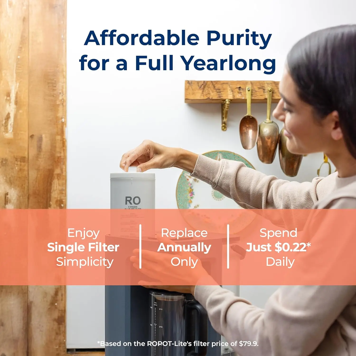 نظام تصفية المياه بالتناضح العكسي على سطح الطاولة T-LITE، تنقية 5 مراحل، 3:1 نقية للتصريف، منقي مياه محمول (لا يوجد فوري