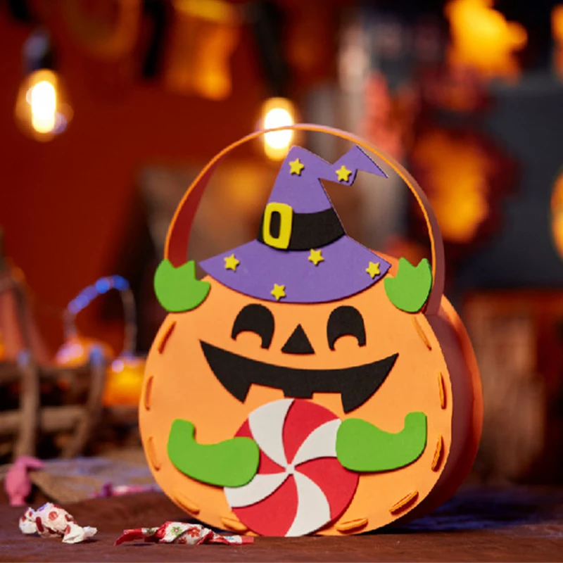 Bolsa de dulces de Halloween para manualidades, juguetes hechos a mano, calabaza, mendigar, bolsas de azúcar, truco o tratamiento, artesanía de arte de jardín de infantes, juguetes para niños